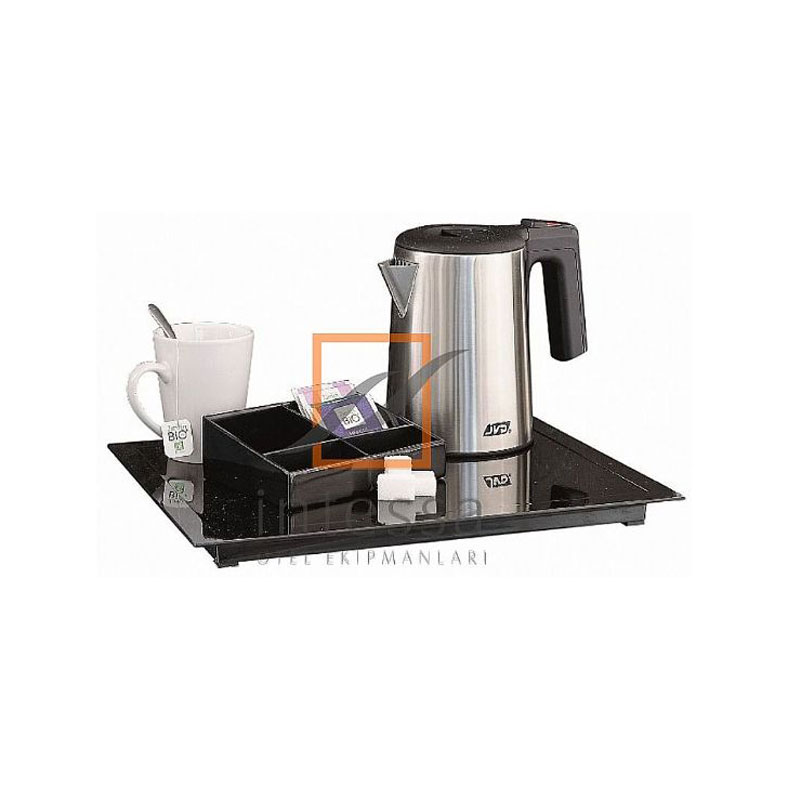 JVD Paslanmaz Kettle Siyah Tepsi