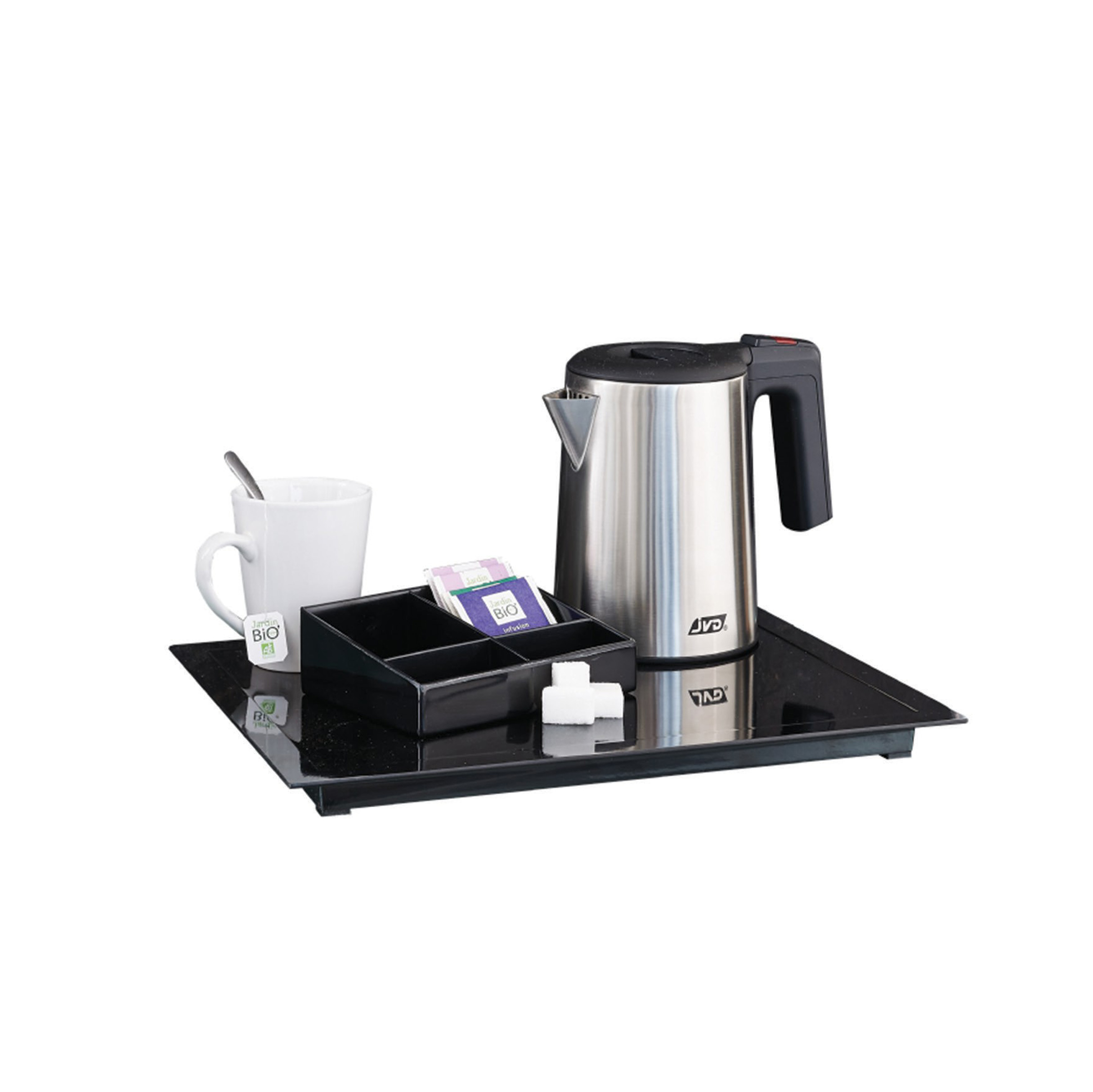 JVD Paslanmaz Kettle Siyah Tepsi